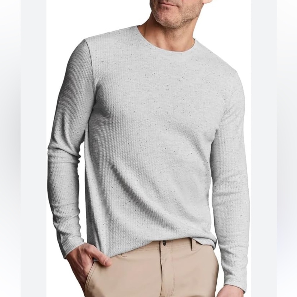 English Laundry Light Gray Thermal Crew Neck Long Sleeve Tee